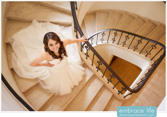 Bridal Portrait on beautiful marble spiral staircase