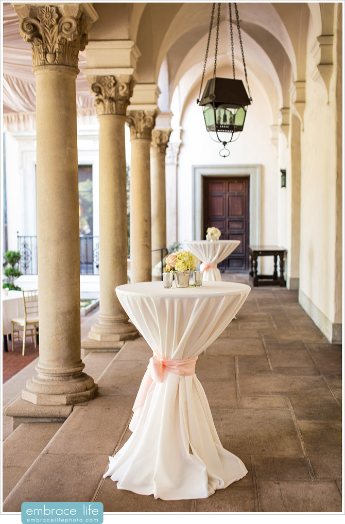 Cocktail Hour tables featuring blush accents