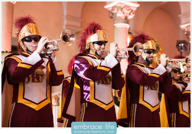 USC Marching Band playing at Athenaeum wedding reception