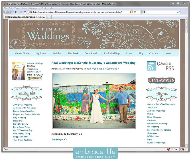 San Diego beach wedding photography featured by IntimateWeddings.com