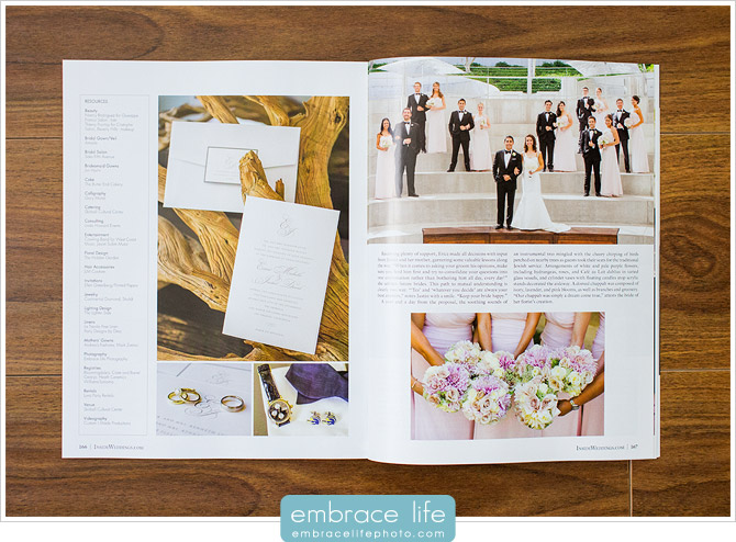 Bride, Groom, Bridesmaids and Groomsmen pose for wedding photography at Skirball Center in Los Angeles, CA