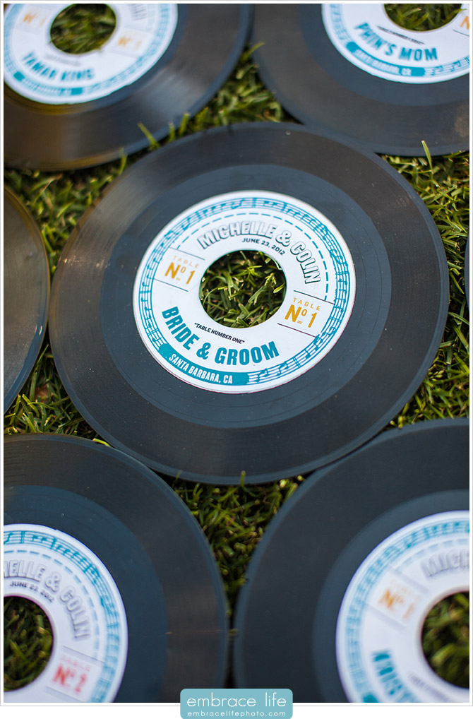 Vinyl Record Escort Cards for Retro or Music Wedding Theme